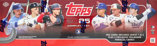 Picture of 2025 Topps Baseball Complete 705 Card Factory Sealed HOBBY Factory Set with (5) EXCLUSIVE FOILBOARDS #/417! Includes all Series 1 + 2 Cards Including Shohei Ohtani, Aaron Judge Bobby Witt Jr & More!