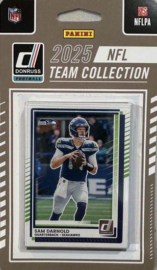 Picture of Seattle Seahawks 2025 Donruss Factory Sealed 14 Card Team Set Featuring Sam Darnold, Jaxon Smith Njigba and Kenneth Walker with 5 Rated Rookie Cards Plus