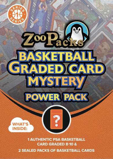 Picture of Zoo Packs NBA Basketball PSA Graded Card Mystery Power Pack - 1 PSA Graded Card with A Grade of 8, 9 or 10 + 2 Packs of Basketball Cards