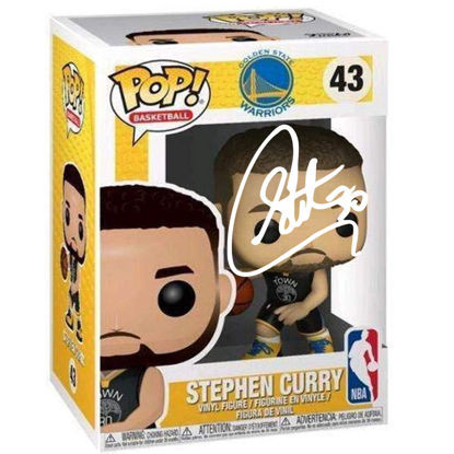 Picture of Stephen Curry #43 Facsimile Signed Reprint Laser Autographed Funko POP! Basketball NBA: Golden State Warriors Figurine with Protector Case