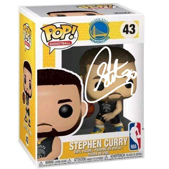 Picture of Stephen Curry #43 Facsimile Signed Reprint Laser Autographed Funko POP! Basketball NBA: Golden State Warriors Figurine with Protector Case