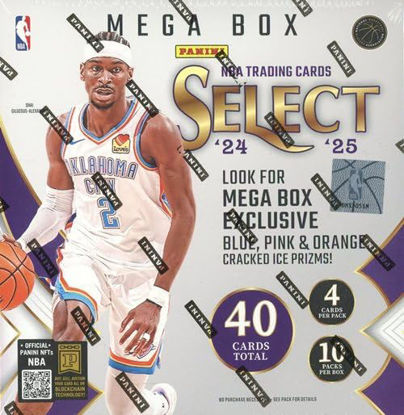 Picture of 2024/25 Panini SELECT Basketball Factory Sealed MEGA Box with (10) EXCLUSIVE CRACKED ICE PRIZMS & (9) Other Inserts or Prizms! For for Ultra Rare Elephant & Tiger Prizms & Crown Jewels Insert!