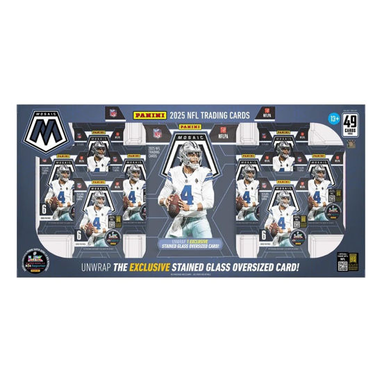 Picture of 2025 Panini Mosaic Football Flagship Collection Trading Card Box (1 Stained Glass Oversized Card Per Box)