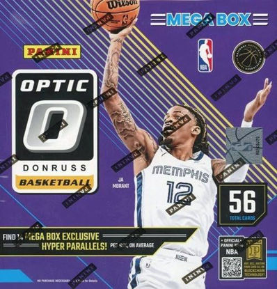 Picture of 2024/25 Panini OPTIC Basketball Factory Sealed HUGE 56 Card MEGA Box with (14) EXCLUSIVE HYPER PARALLELS & (28) PRIZMS or INSERTS! Look for Signatures Series Autographs, Downtown Inserts & More!