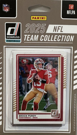 Picture of San Francisco 49ers 2025 Donruss Factory Sealed 14 Card Team Set Featuring Brock Purdy, Christian McCaffrey and George Kittle Plus Mykel Williams, Alfred Collins, Jordan Watkins and James Rookies