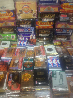 Picture of 100 Vintage NBA Basketball Cards in Old Sealed Wax Packs - Perfect for New Collectors Includes Players Such as Michael Jordan, Charles Barkley , Magic Johnson and Larry Bird !