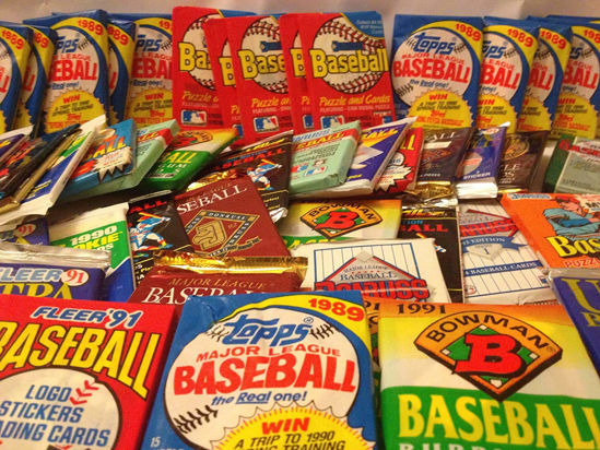 Picture of DREAM LOT OF OLD UNOPENED BASEBALL CARDS IN PACKS 60 Cards in Packs from the Late 80s and Early 90s