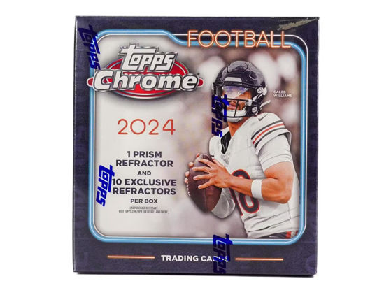 Picture of 2024 Topps Chrome Football 7-Pack Trading Card Mega Box (1 Prism Refractor + Ten Rookies Per Box!)