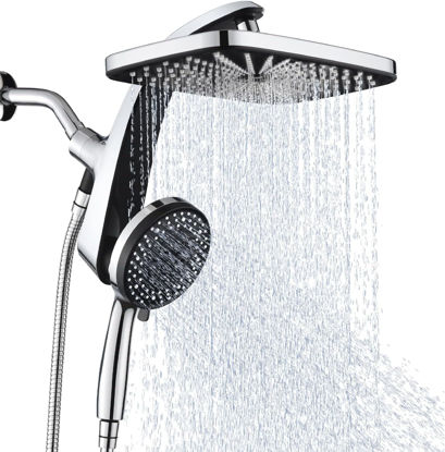 Picture of High Pressure Rain Shower Head: Upgrade Shower Heads with Handheld Spray Combo with Fixed Showerhead and 10 Sprays Handheld Shower Head, Detachable Shower head Built-in Magnetic Docking and Power Jets