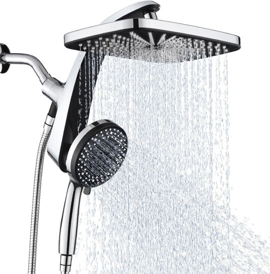 Picture of High Pressure Rain Shower Head: Upgrade Shower Heads with Handheld Spray Combo with Fixed Showerhead and 10 Sprays Handheld Shower Head, Detachable Shower head Built-in Magnetic Docking and Power Jets