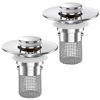 Picture of Sink Stopper Hair Catcher,(2PCS) Pop-up Sink Drain Strainer with Removable Stainless Steel Strainer Basket Hair Catcher, Bathroom Sink Strainer for Bathroom Sink Stopper Replacement